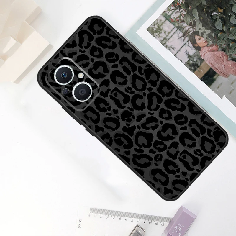 Leopard Print Black Cheetah Pattern Case For OPPO Reno 10 Pro 11 F 8T 4Z 5Z 4 5 6 7 8 Lite OPPO Find X5 X6 Pro X2 X3 Lite Cover