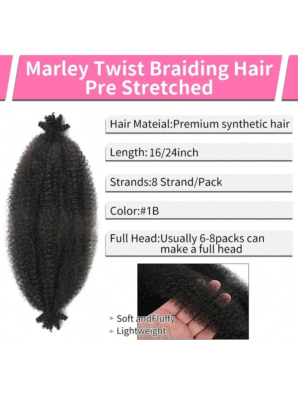 ผมถักเปียแบบแอฟริกันสปริงตี้ แอฟโฟร ทวิสต์ มาร์เลย์ ขนาด 8-36 นิ้ว |   8 แพ็ค |   ผมสังเคราะห์แบบหยิกฟูสำหรับถักโครเชต์ เหมาะสำหรับวันฮาโลวีนและคริสต์มาส