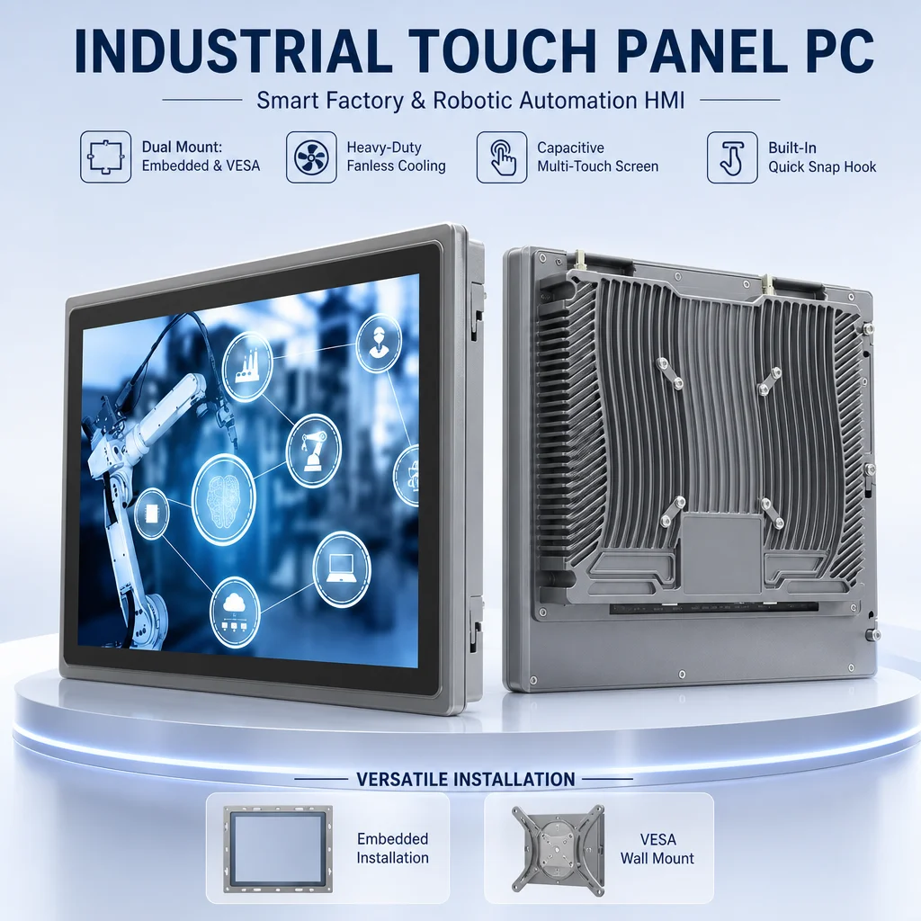 Windows 10 Embedded Touchscreen Industrial Computer with Intel i5-5350U 10.4'' to 21.5'' Capacitive Panel PC All In One