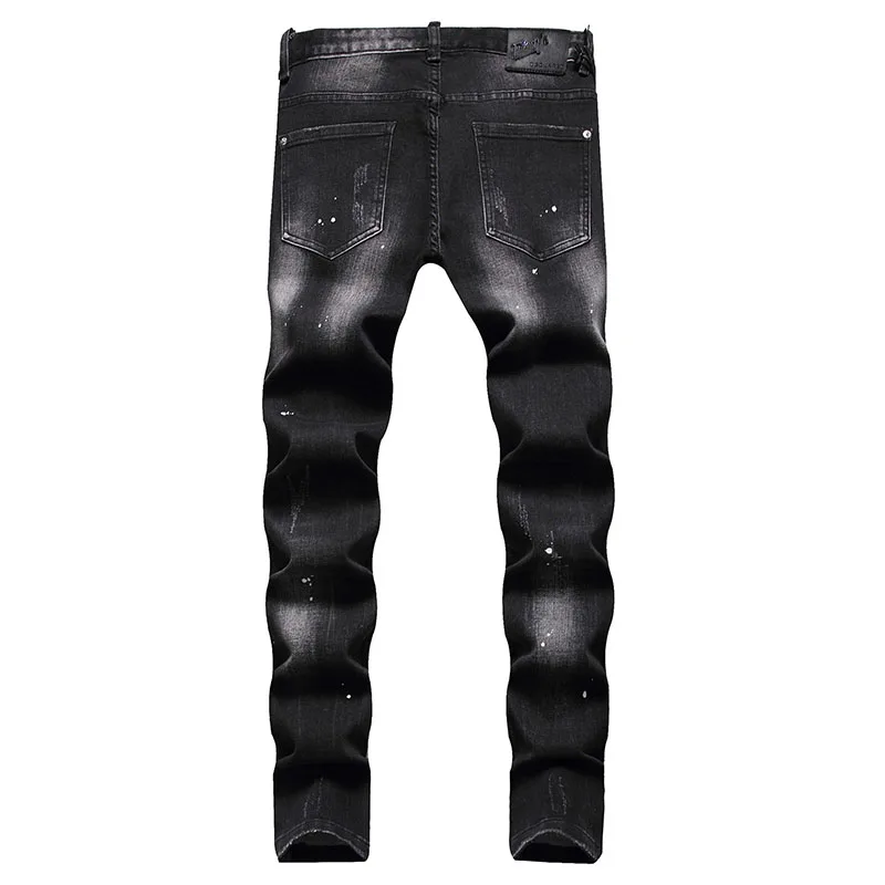 New Fashion Men\'S Black Jeans Denim Pants High Quality Male Jean Homme Streetwear Trousers Casual Zipper Designer