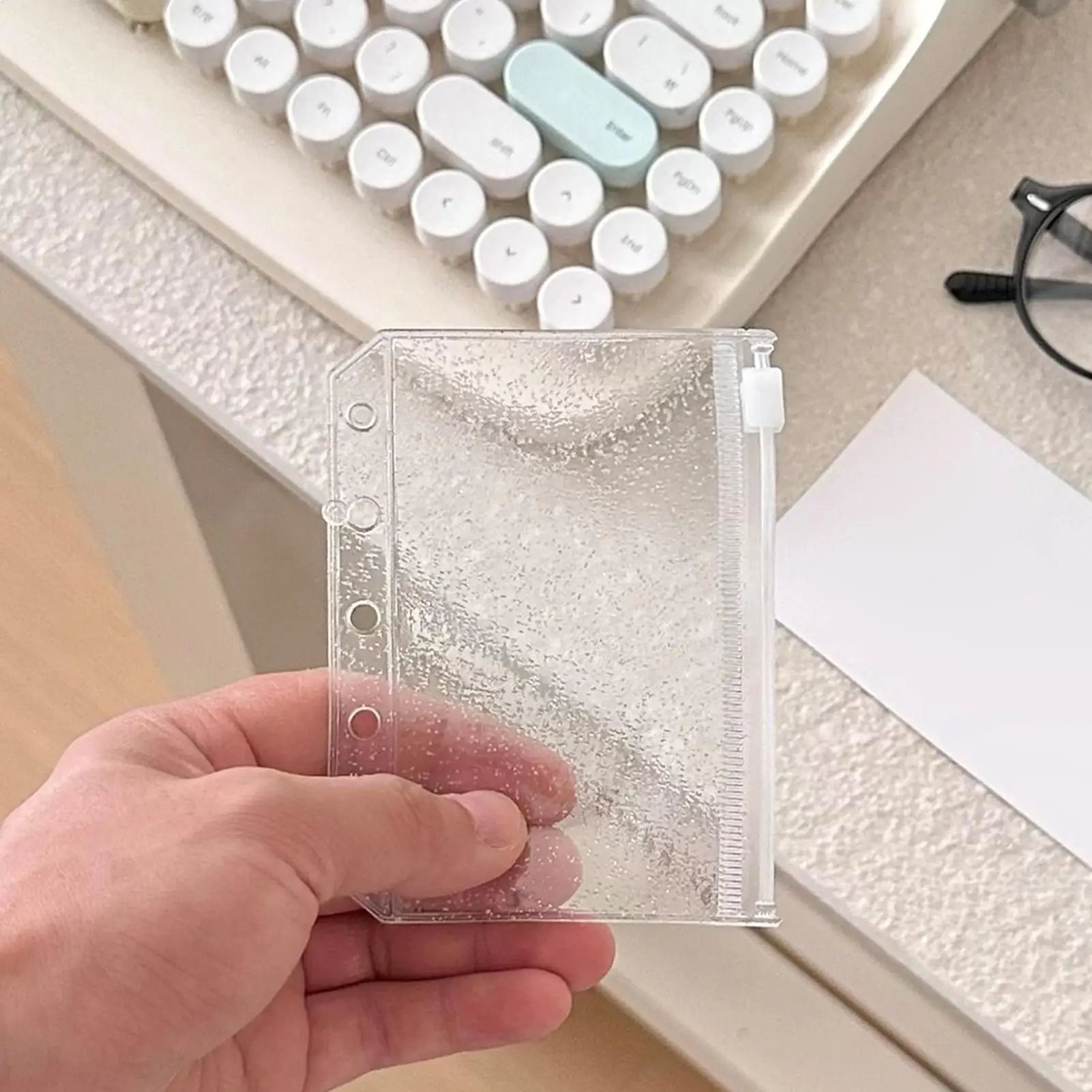 Clear Binder Sheet Protectors 10 Pieces 5-Ring M5 Zipper Sticky Note Sleeves Binder Card Sleeves For Professionals Travelers