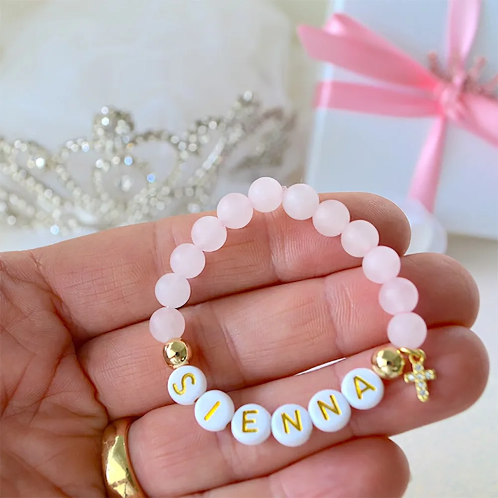 

Personalized custom name Cross Bracelet boy girl Christening Baptism First 1st Communion Baby Shower decoration keepsake gift
