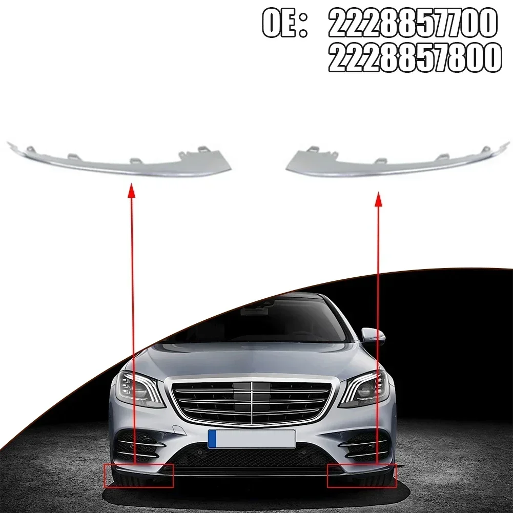 1pcs Cars Silver Bumpers Decorations Front Bumper Chrome Trim For Benz W222 S-Class 2018 2019 2020 2228857700 L 2228857800 R