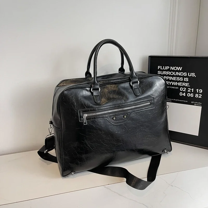 High Quality Bag 2024 Autumn and Winter New Fashion Versatile Short Distance Travel Bag Large Capacity Soft Leather Bursting Bag