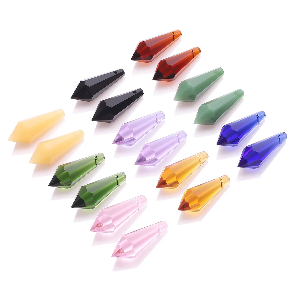 38mm All Colors K9 Crystal Chandelier Pendants Prism Cut&Faceted Glass U-Icicle Drops For Cake Topper Decoration