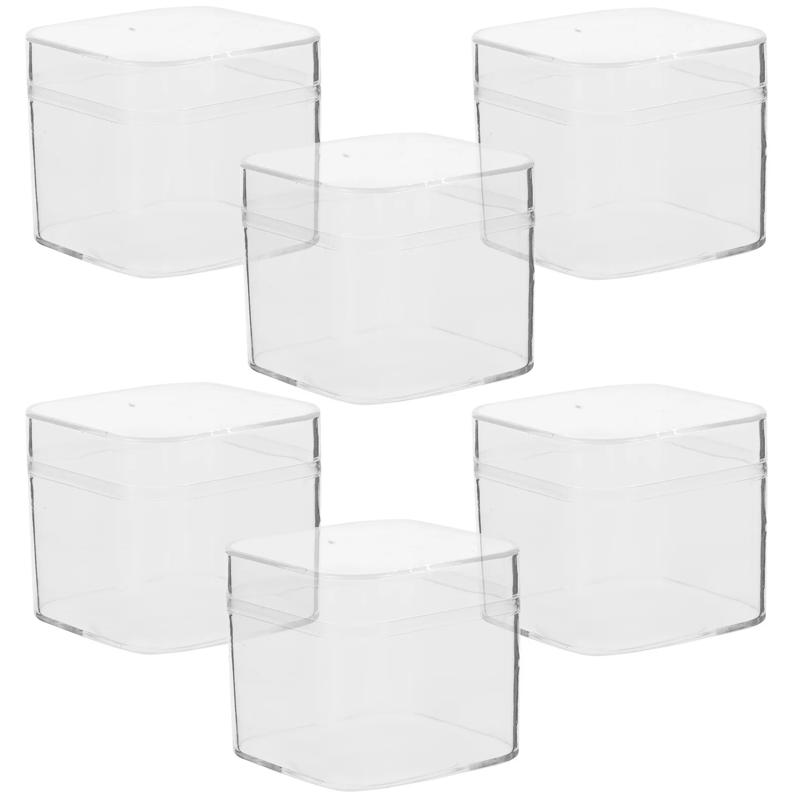 

6pcs Transparent Candy Boxes Clear Cube Small Treat Containers for Beads Storage Display Plastic Versatile Use Gifts