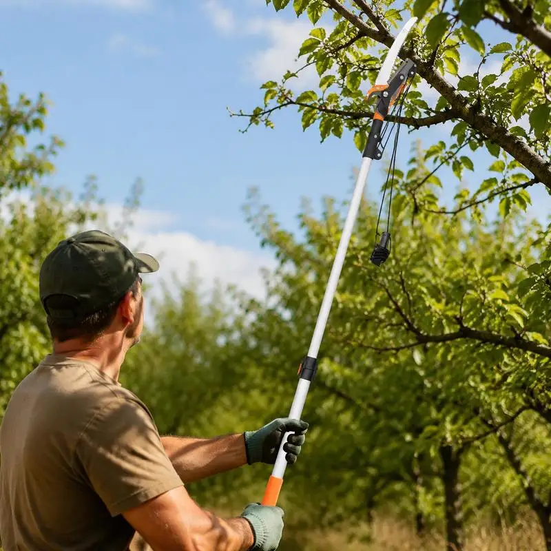 Scie à élaguer les arbres avec manche télescopique réglable de 135 à 199 cm, lame en acier résistante, légère et ergonomique