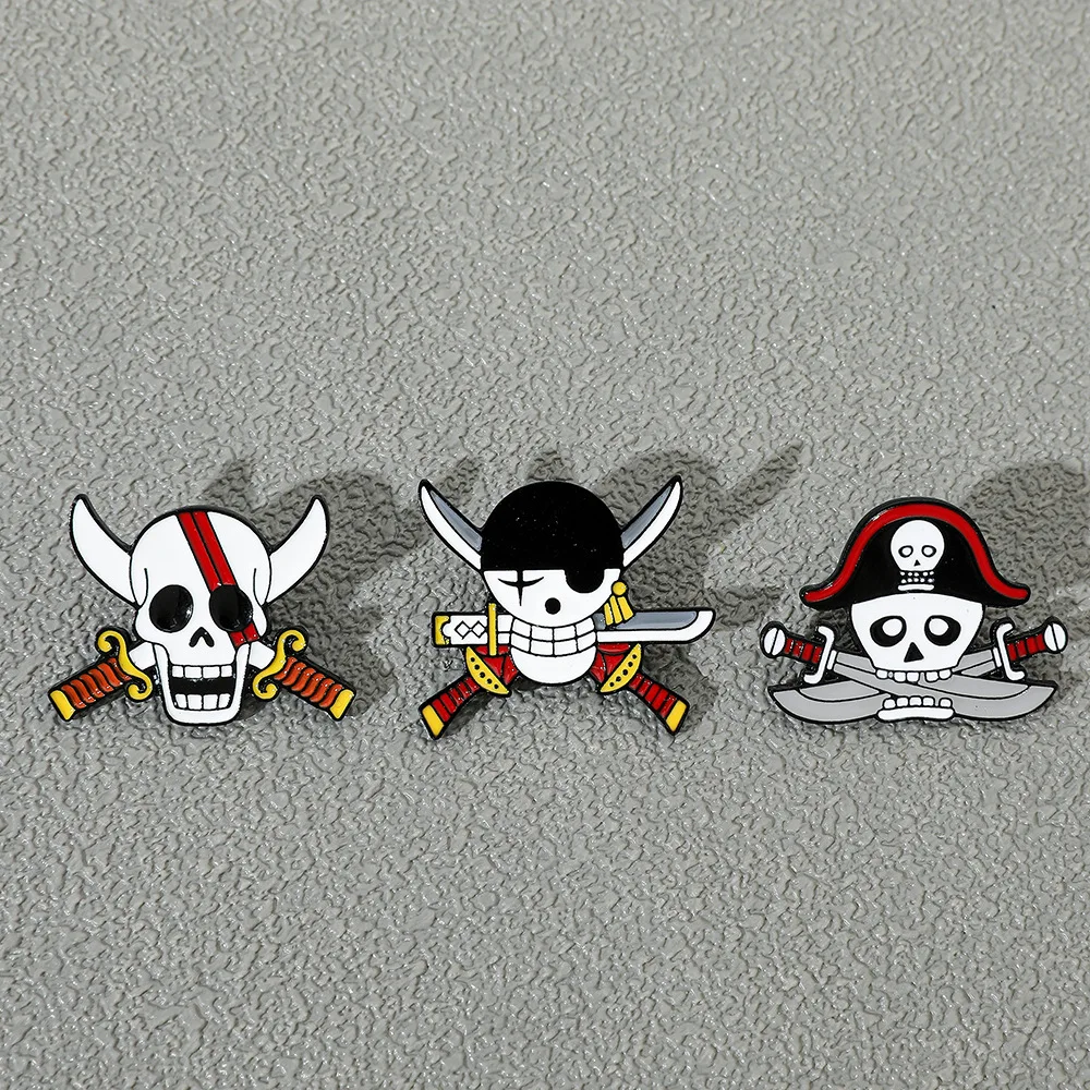 Personalized and Creative Anime Cartoon One Piece Metal Badge Accessories Skull Alloy Drip Oil Brooch Pin Decoration