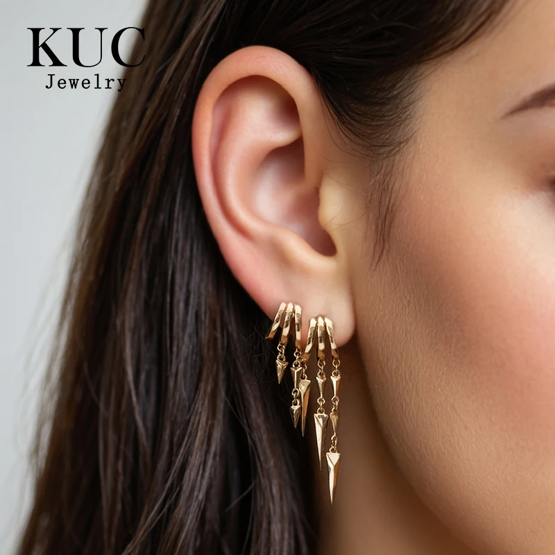 Trendy Designer Fine Jewelry 925 Sterling Silver 18k Gold Plated Luxury Unique Tassel Dangle Earrings For Girls Daily Wear