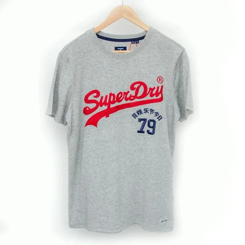 UK Superdry Extremely Dry Men's Women Summer Fashion Brand Printed Letter Short Sleeved T-shirt Cotton Round Neck Kid Size Shirt