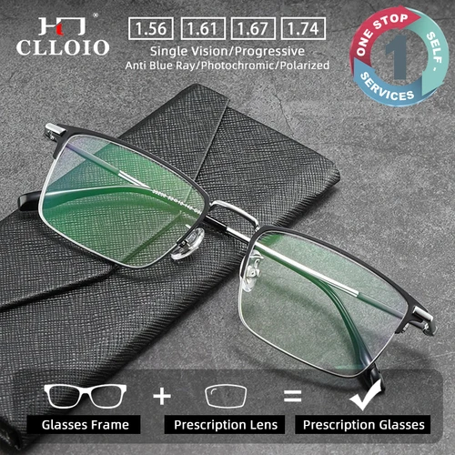 Imagen 1 del producto CLLOIO, gafas de lectura ultraligeras para hombres de negocios, gafas graduadas antiluz azul personalizadas, gafas ópticas progresivas