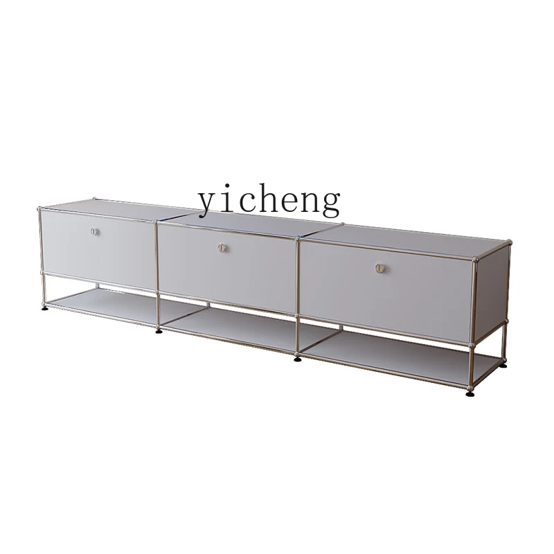 

Zc Mid-Ancient Usm Module Combination TV Cabinet Stainless Steel Modern Minimalist Home Living Room Storage Locker