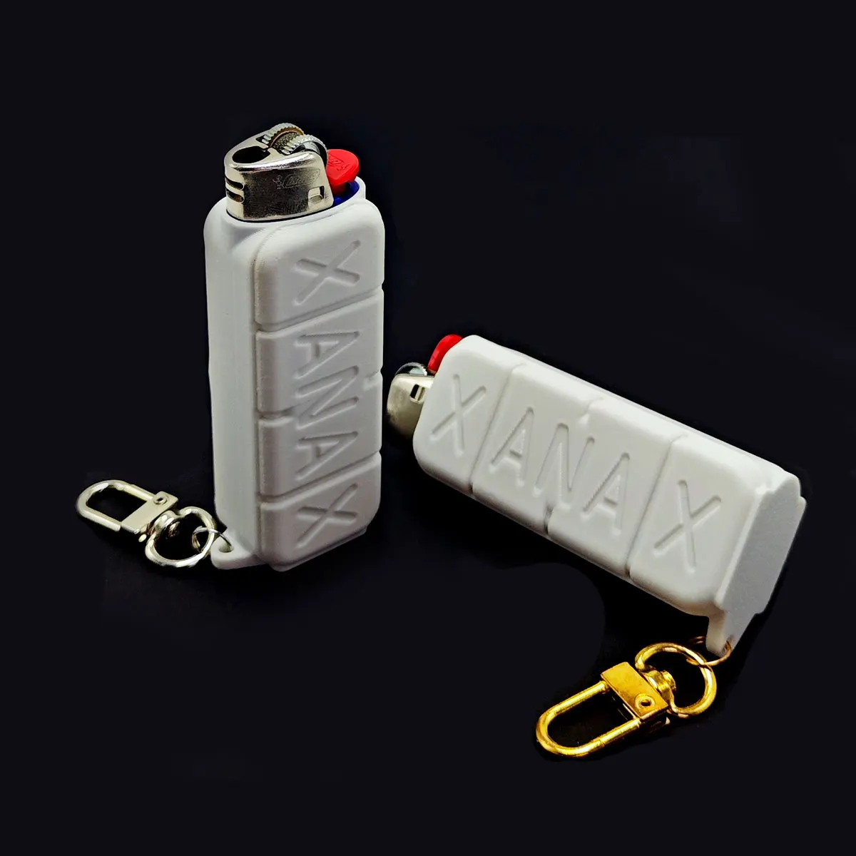 XANAX Lighter Case Cover Sleeve For Regular Bic J6 Lighters With Keychain Hook