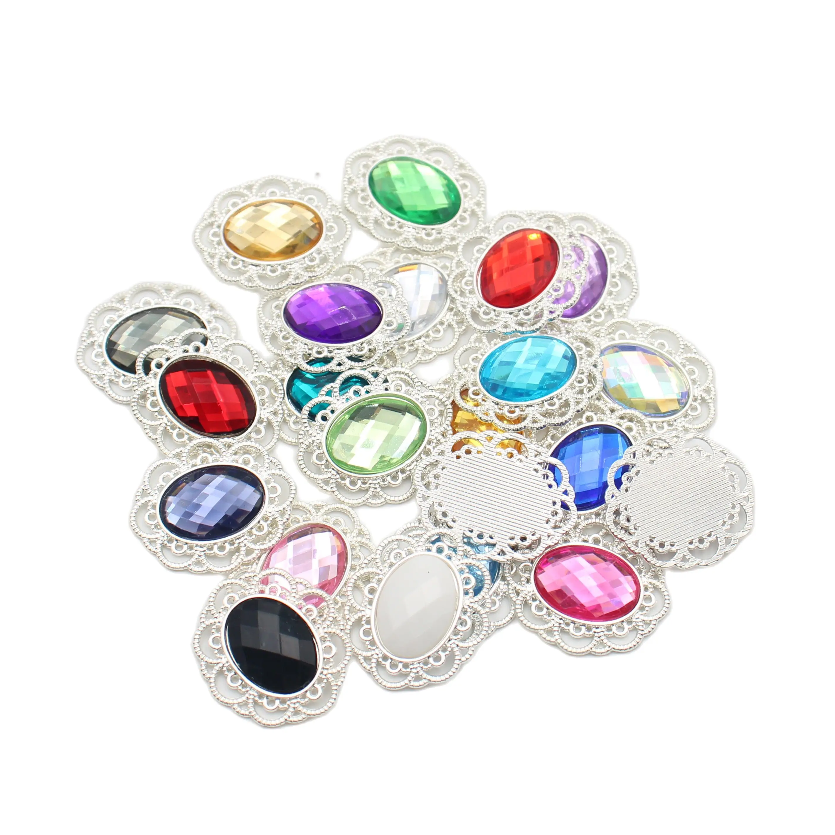 10pcs/batch 30*25mm Oval Metal Flat Bottom Buttons DIY Sewing Rhinestone Alloy Accessories Garment Decoration Accessories