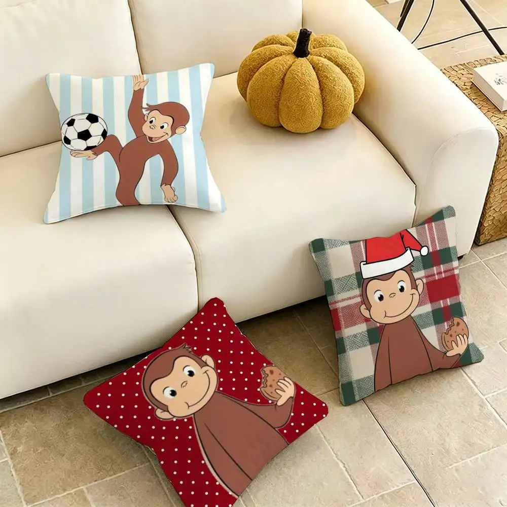 

Cute M-Mokey GeorGes Curious Square Double-Sided printed Pillow Case Bedroom Bedside Pillow Sofa Cushion Cover Gift