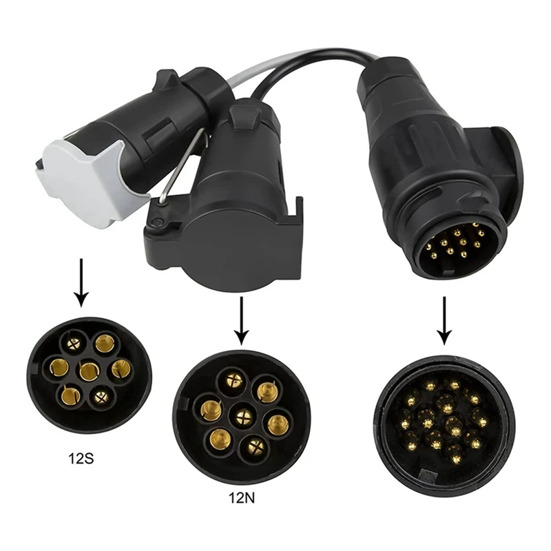 4X Towing Adapter 13 Plug Pin To 7 Pin 12N+12S Socket Towbar Electric Conversion Adapter Lead For Trailer Truck Caravan