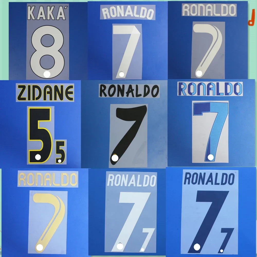 Super A Retro 04/05 08/09 11/12 13/14 14/15 16/17 Ronaldo KAKA ZIDANE number font print, Hot stamping patches badges