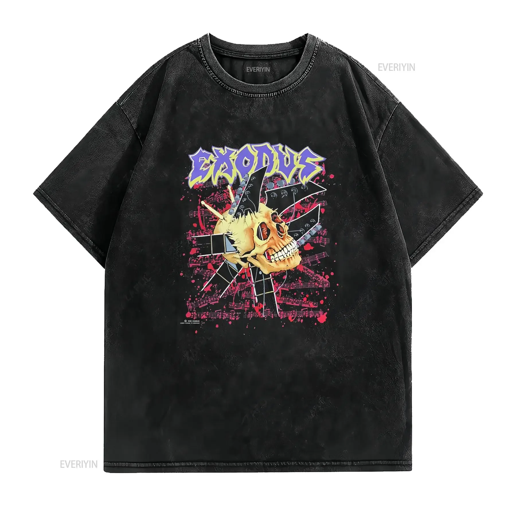 Retro Exodus Band Black Cotton All size S 5XL Fans T Shirt DS332 vintage Washed Top For Everyday Wear Breathable homme