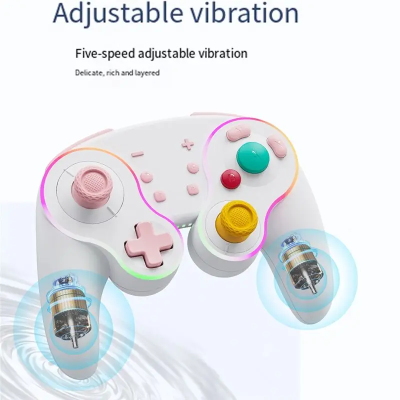 Y44A For Switch Pro Wireless Gamepad Retro RGB Controller Six-Axis Gyro Programmable Back Keys Turbo 1000mAh for