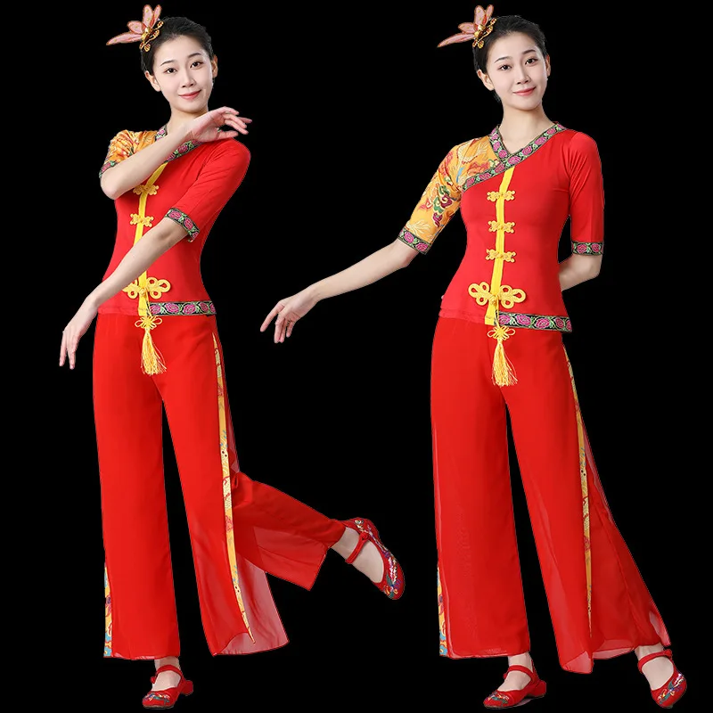 New set of square dance costumes for middle-aged and elderly people, spring yangko costumes, dance performance team performance,