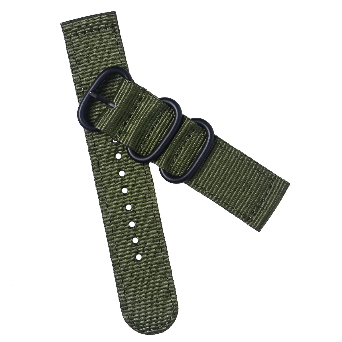 

22mm Watch Strap Webbing Durable 2-Joint Nylon Watch Band Wristband for Watch Replacement (Army Green with Black Buckle)