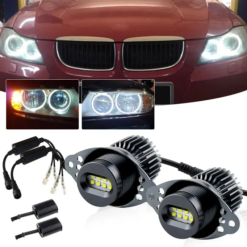 1 Set 80W XBD Chips LED Angel Eyes Halo Marker Ring Light Bulb Canbus For BMW E90 E91 318i LCI 09-11 DRL Error Free car styling