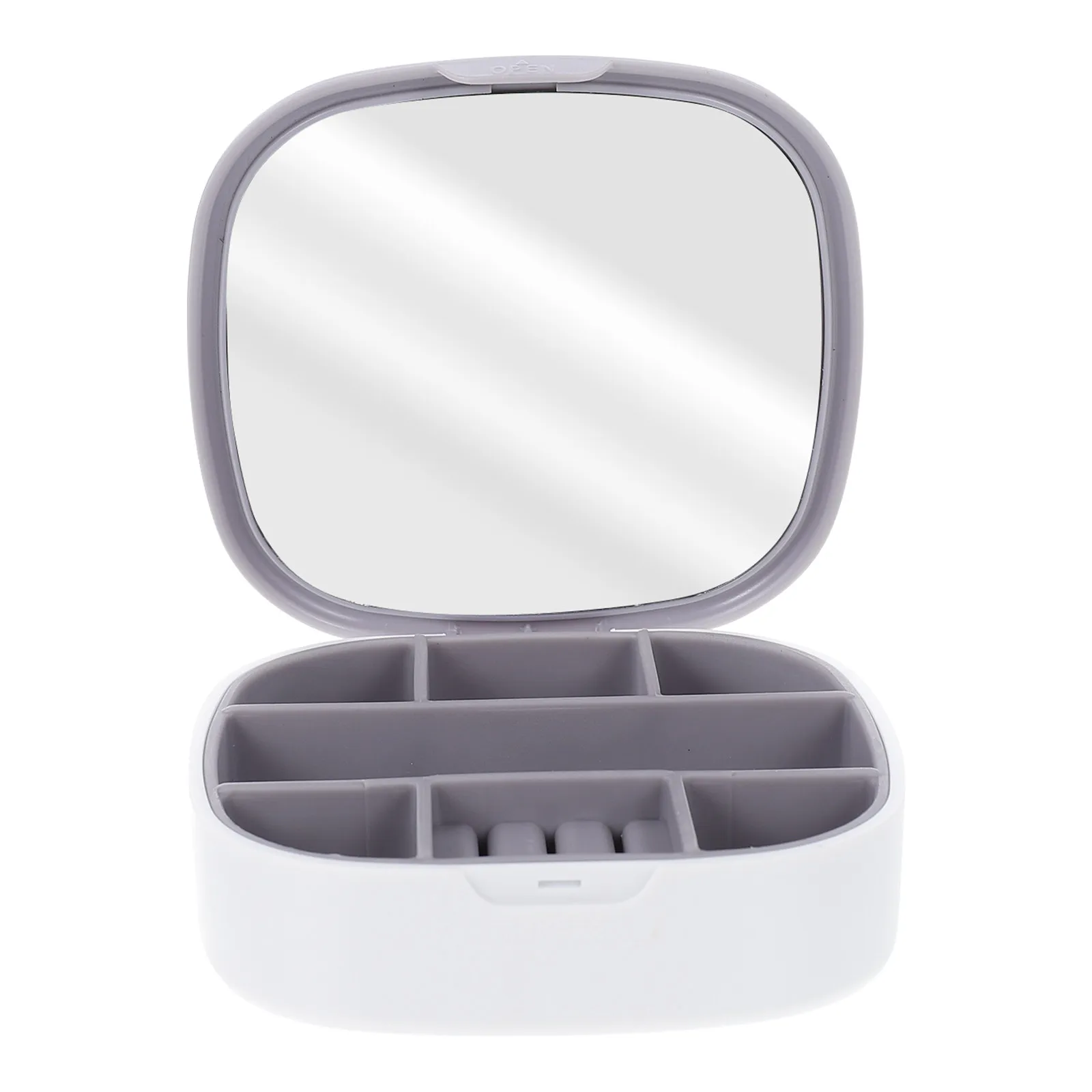 Jewelry Storage Holder Mini Portable Box with Mirror for Earrings Necklace Bracelet Multi-Grid Organizer Display Case