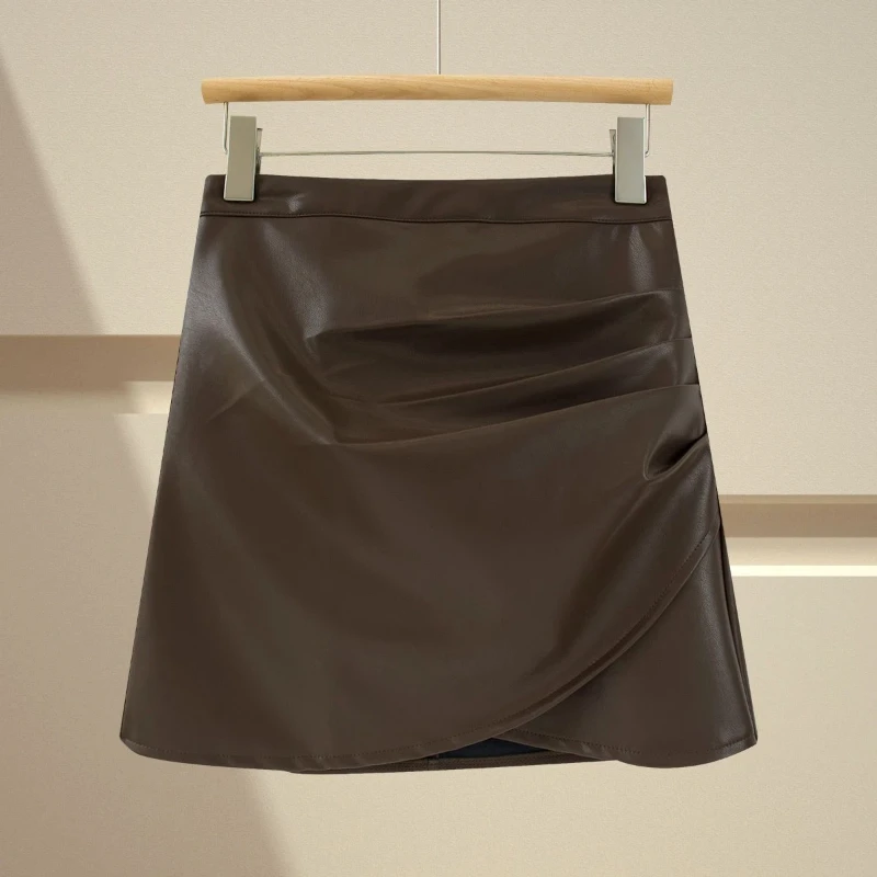 Street Casual High Waist Pleated A-line Skirt Spring Summer New Solid Simplicity Trend Half Skirt Vintage Fashion Women Clothing