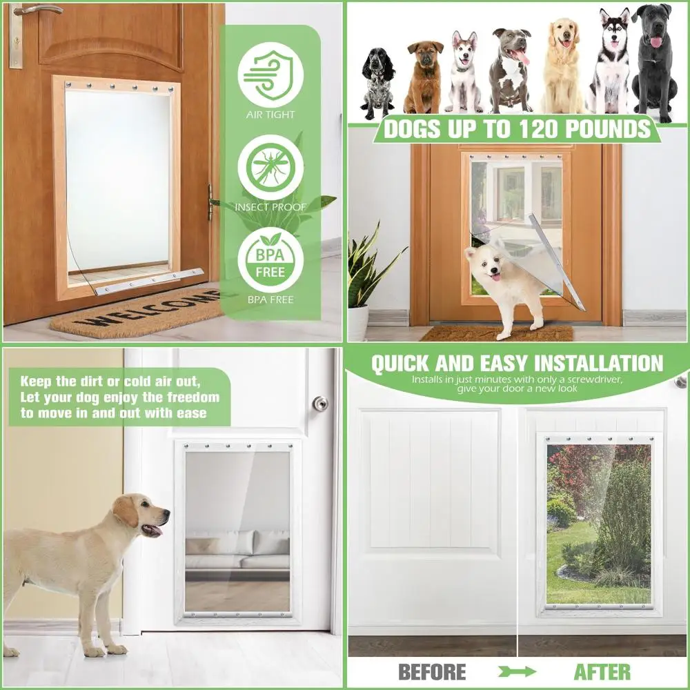 

Дверца для собак 15x23.5 дюйма, устойчивая к погодным условиям, подходит для собак весом до 120 фунтов, совместима с моделью DSRWSL, простая установка.