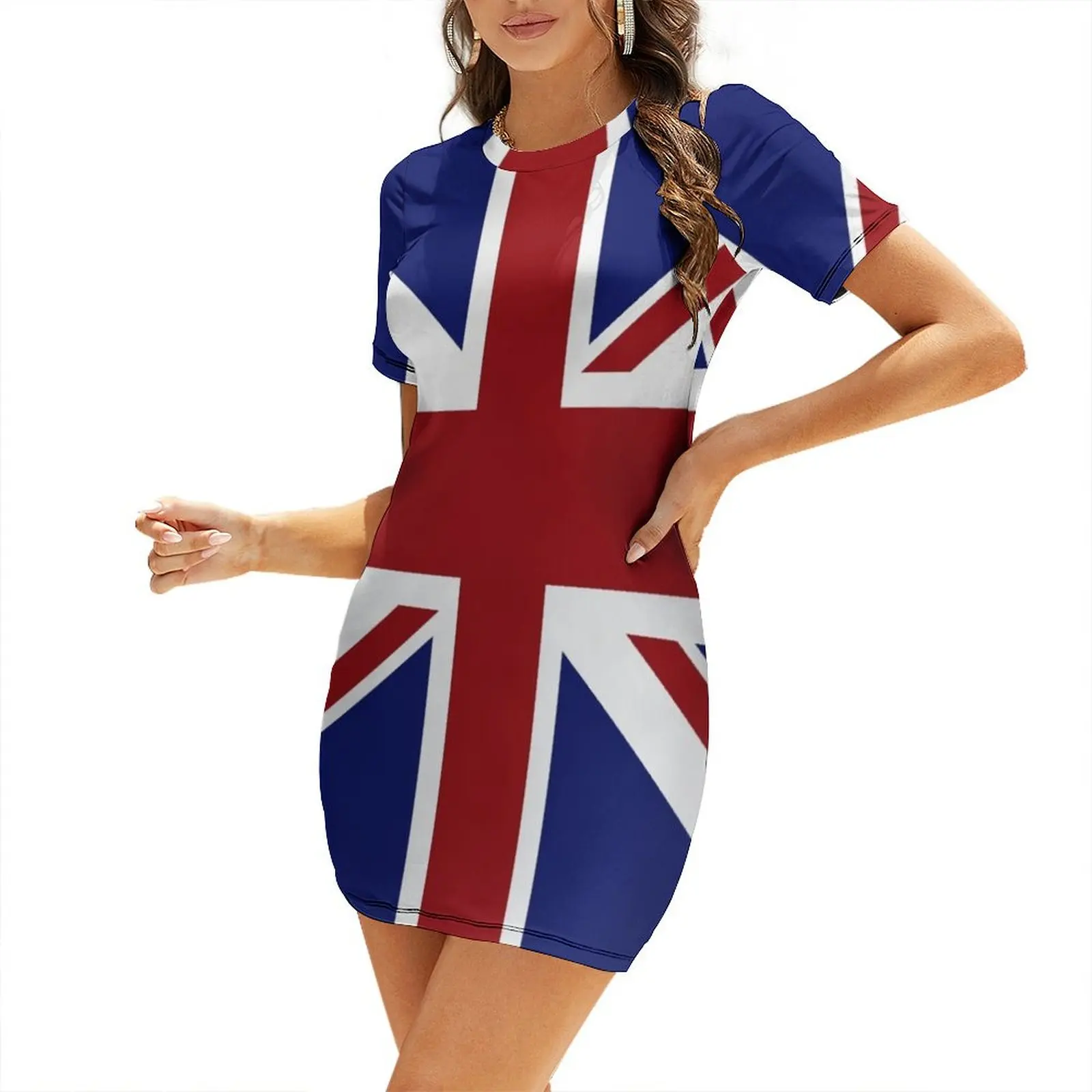 

UK flag Short Sleeved Dress Dresses gala Women's clothing Dress woman Women dresses summer Dress