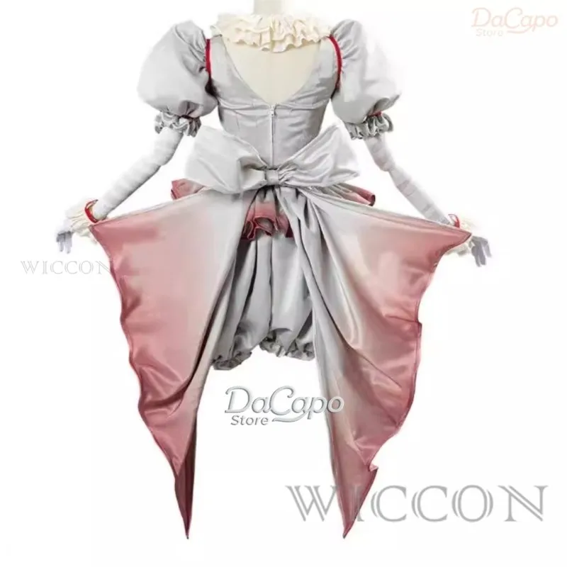 أزياء الهالوين المهرج Pennywise التأثيرية شعر مستعار Genderswap الرعب الفتيات فستان المرأة يتوهم كرنفال حفلة مخيفة مجموعة كاملة الزي #4