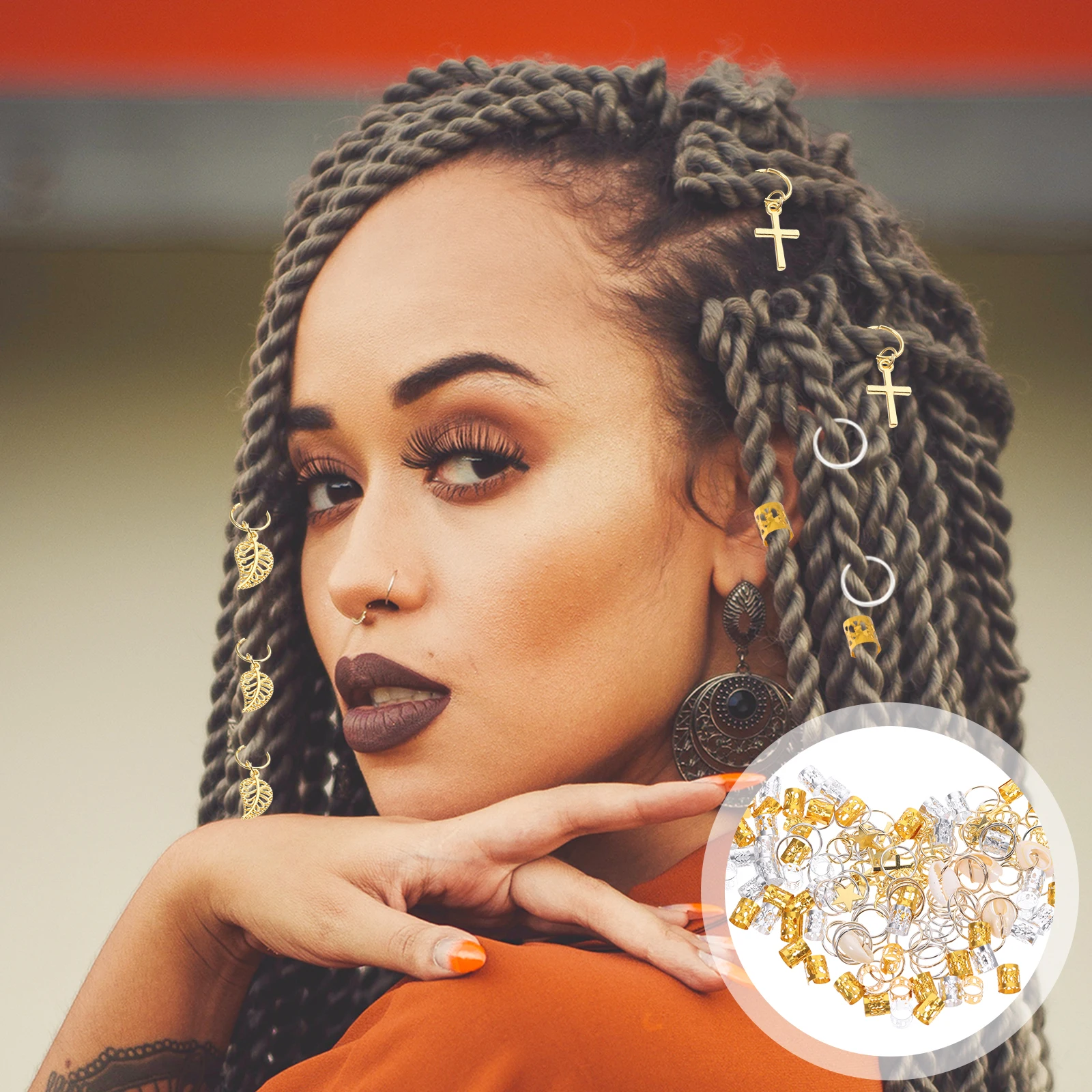 

140 Pcs Hair Accessories Braid Accessory Jewelry for Girls Braiding Cuffs Braids Decorate Beads Charms