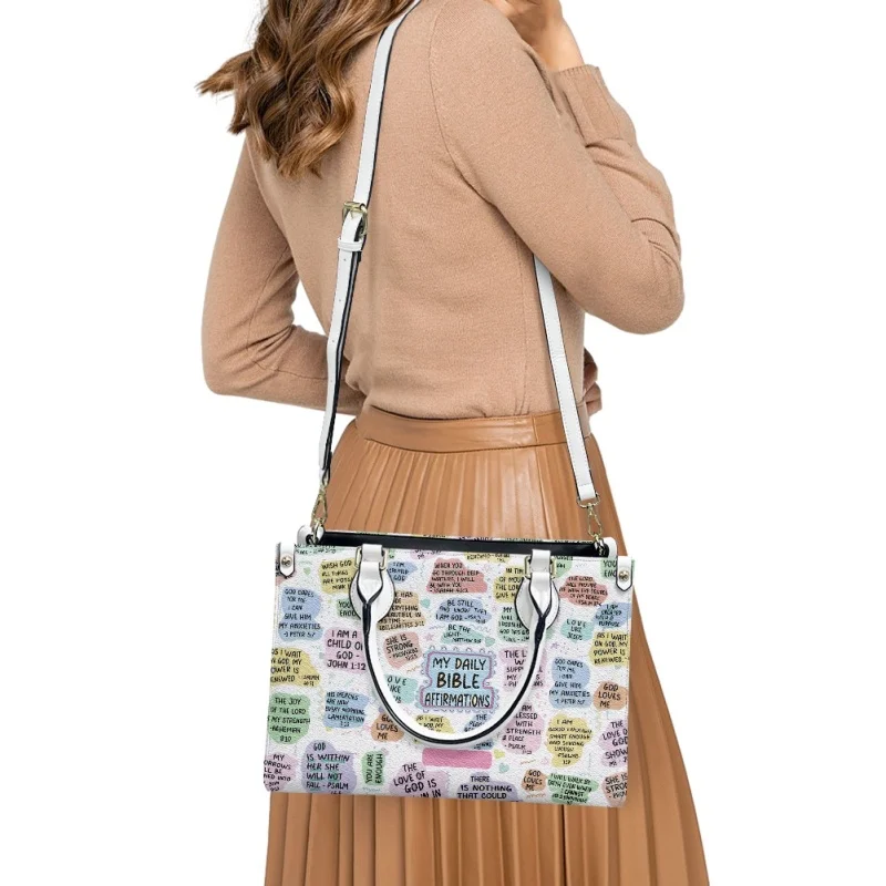 Meine täglichen Bibel Affirmationen Ledertasche Print Crossing für Frauen weibliche Eastern Star Damen Casual Tote Handtasche Bolasas Femininas