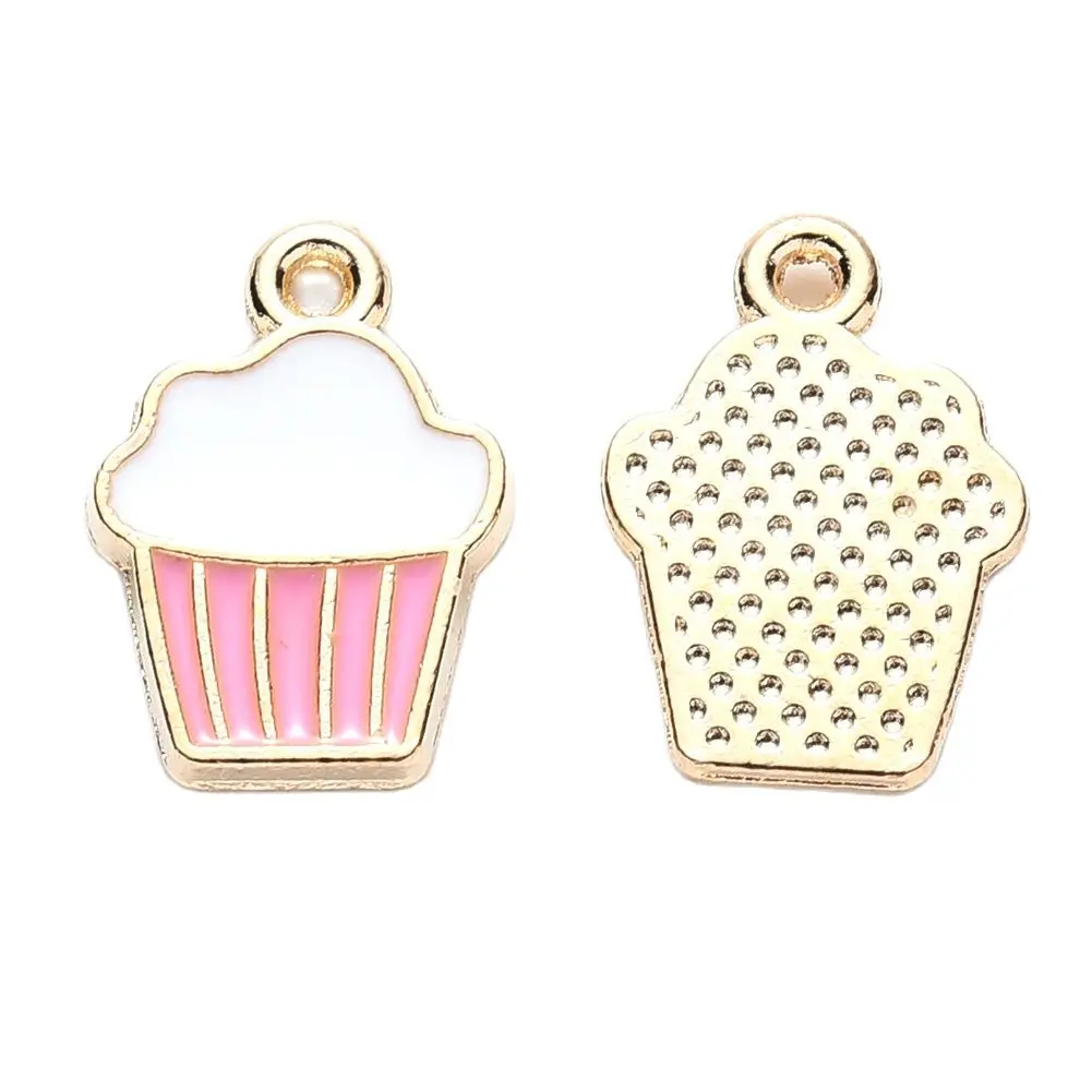 10pcs Enamel Pink White Cute Charms Carrot Cupcake Ice-cream Alloy Pendants for Earrings DIY Jewelry Making Accessories