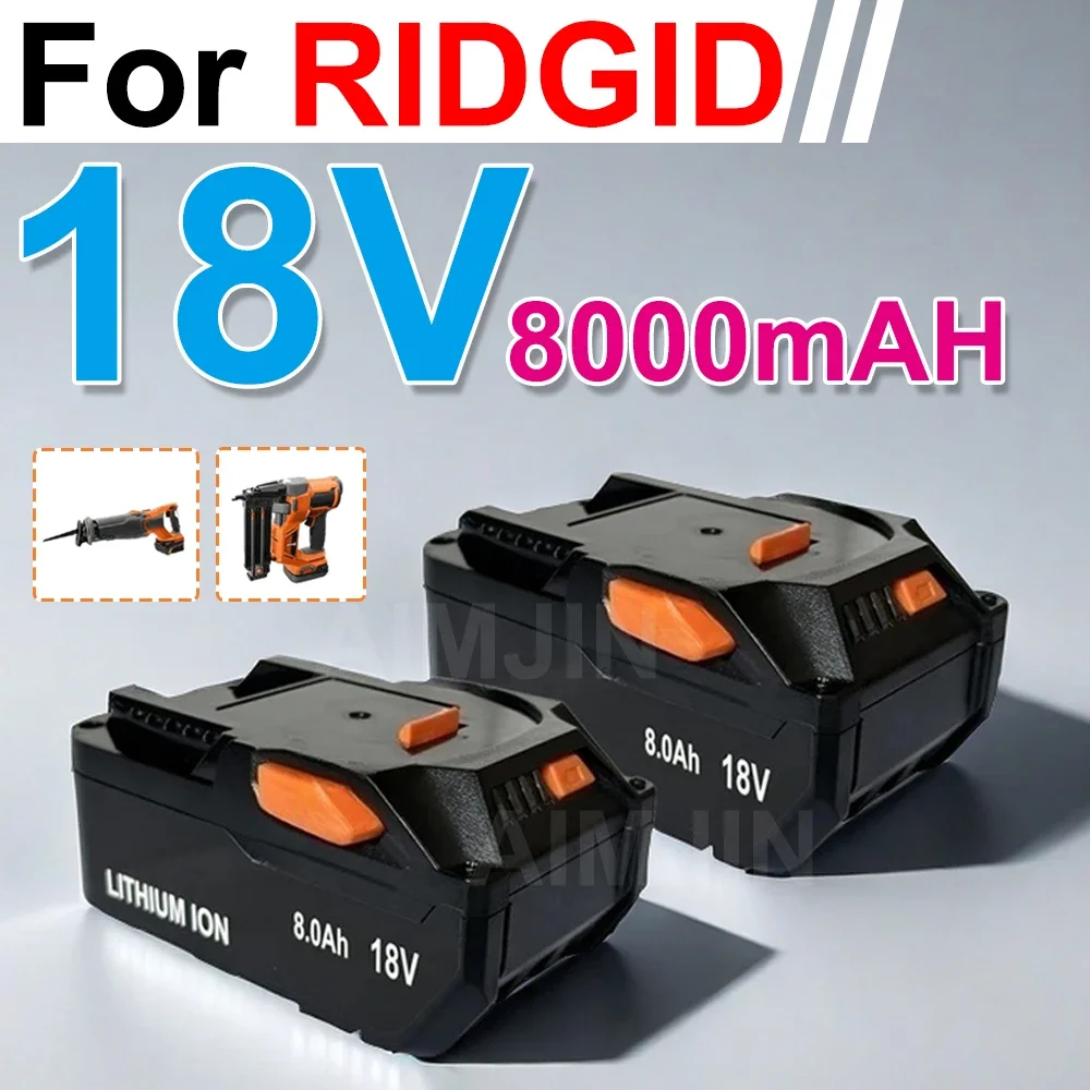 For AEG 18V Battery 8.0AH Lithium-Ion Battery For RIDGID R840087 R840085 L1815R L1850R L1830R R840083 Series Cordless Power Tool