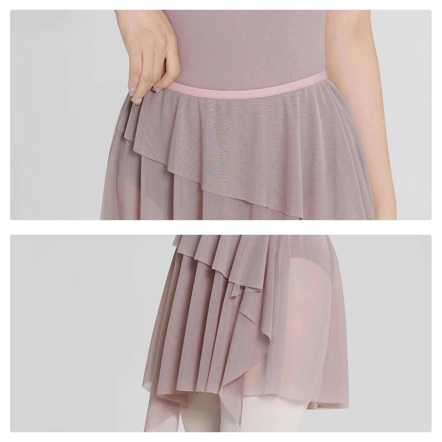 กระโปรงบัลเล่ต์ผู้หญิง ผ้าโปร่งสั้นแบบไม่สมมาตร กระโปรงบัลเล่ต์ กระโปรงสเก็ต กระโปรงบัลเลริน่า กระโปรงเต้นรำ ผ้าทูล