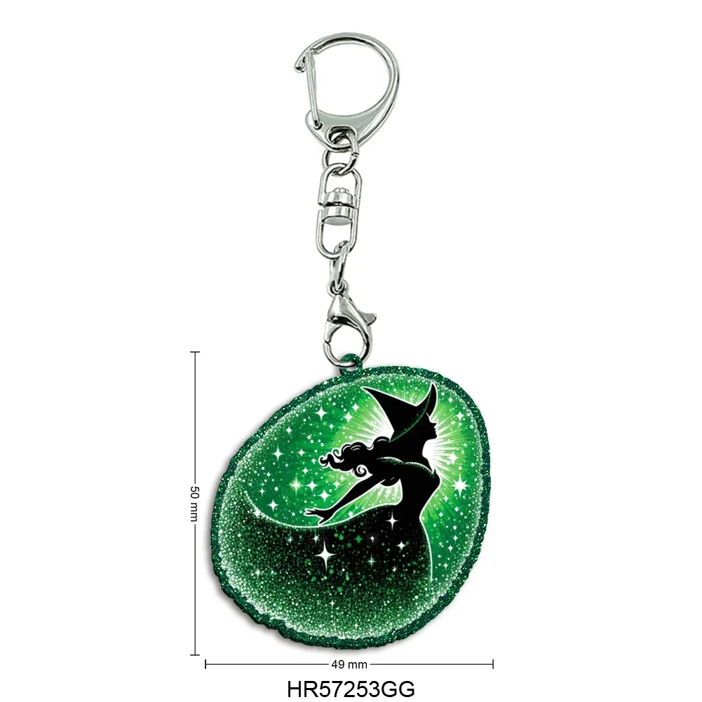 

Hot Wicked Chunky Glitter Acrylic Keychain Glinda Movie Cartoon Pendant Photo Flash Charms Printing Personality Key Chains