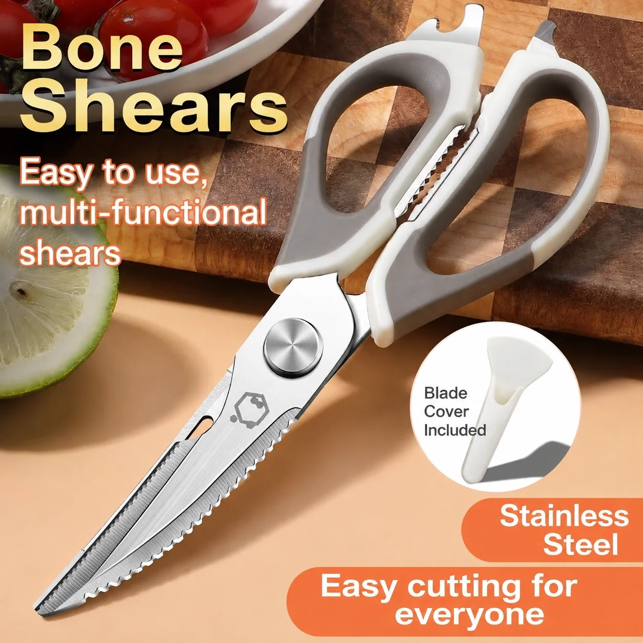 Thickened Stainless Steel Kitchen Scissors Multi-Functional Strong Fish Bone Cutting Home Use Food Bone Special Purpose Chicken