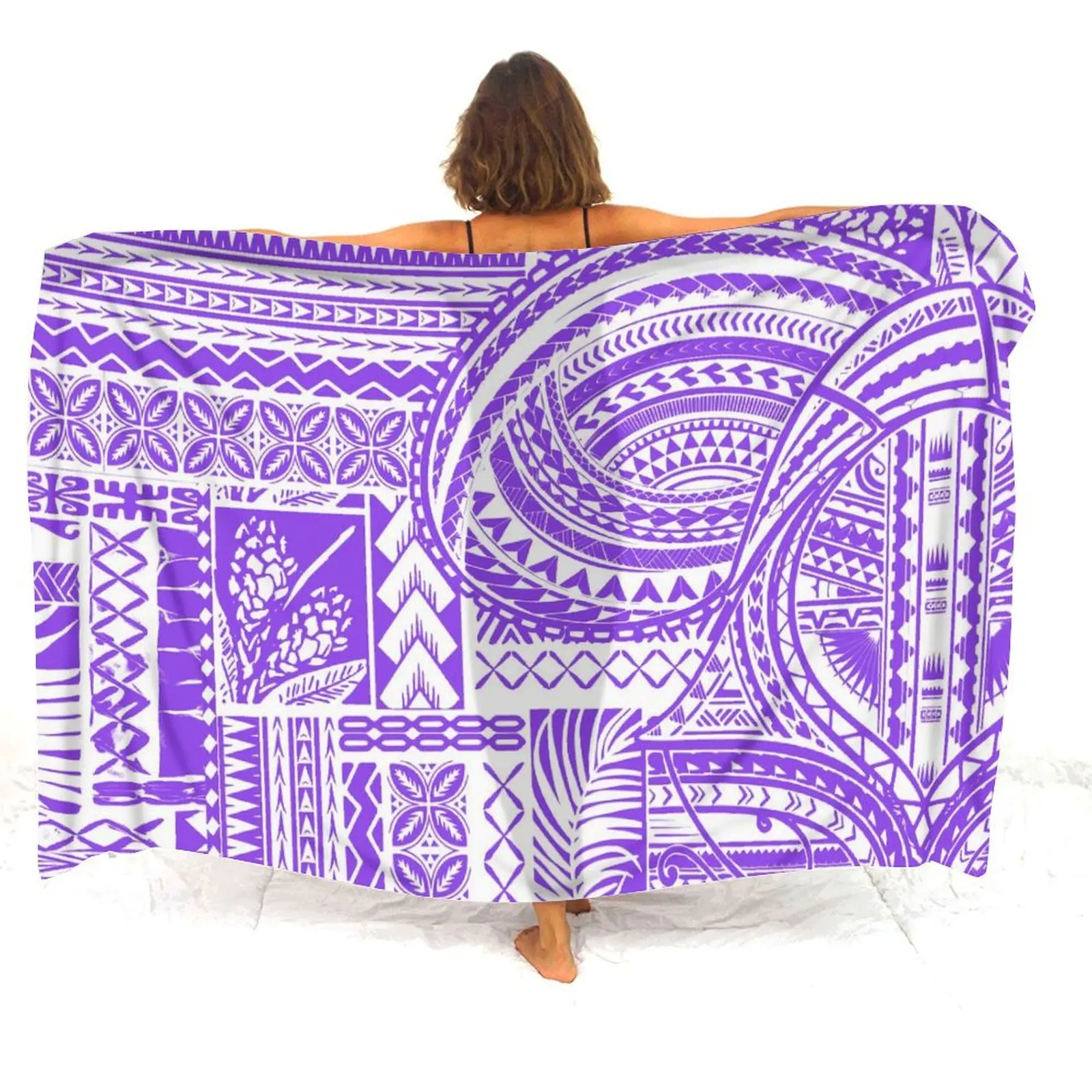 Sarong maillot de bain femme une pièce artistique Floral personnalisé polynésien Bikini couvrir complète coupe-vent exquise veste Saron