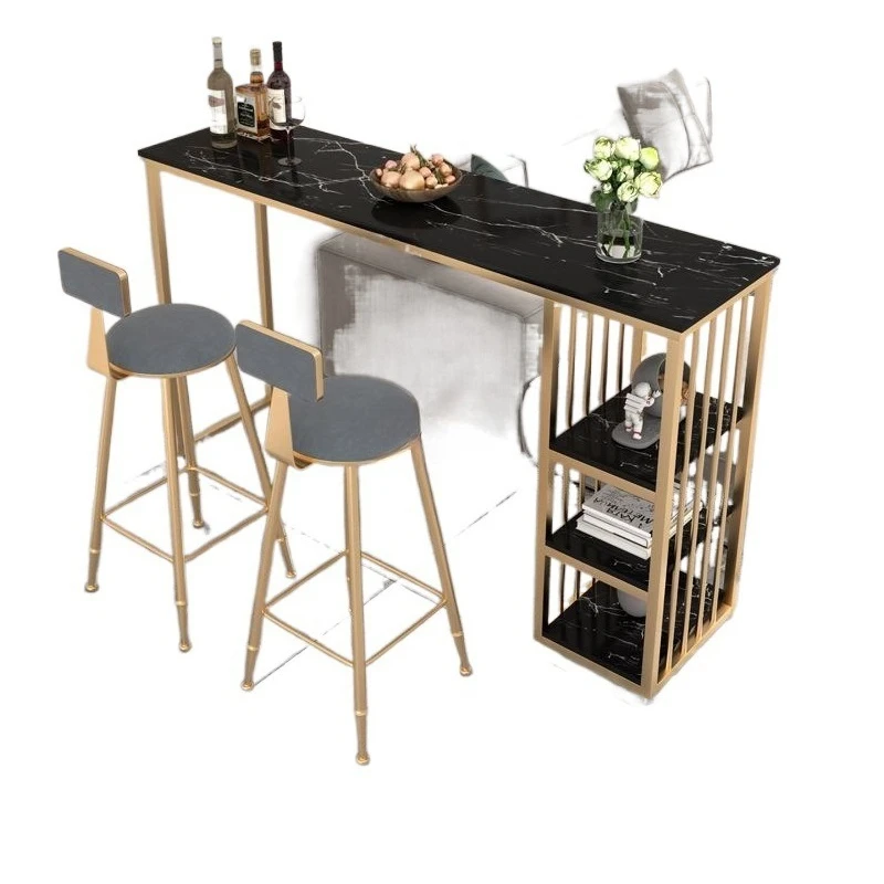 

Light luxury household partition high table against the wall Nordic living room table and chair combination small balcony strip
