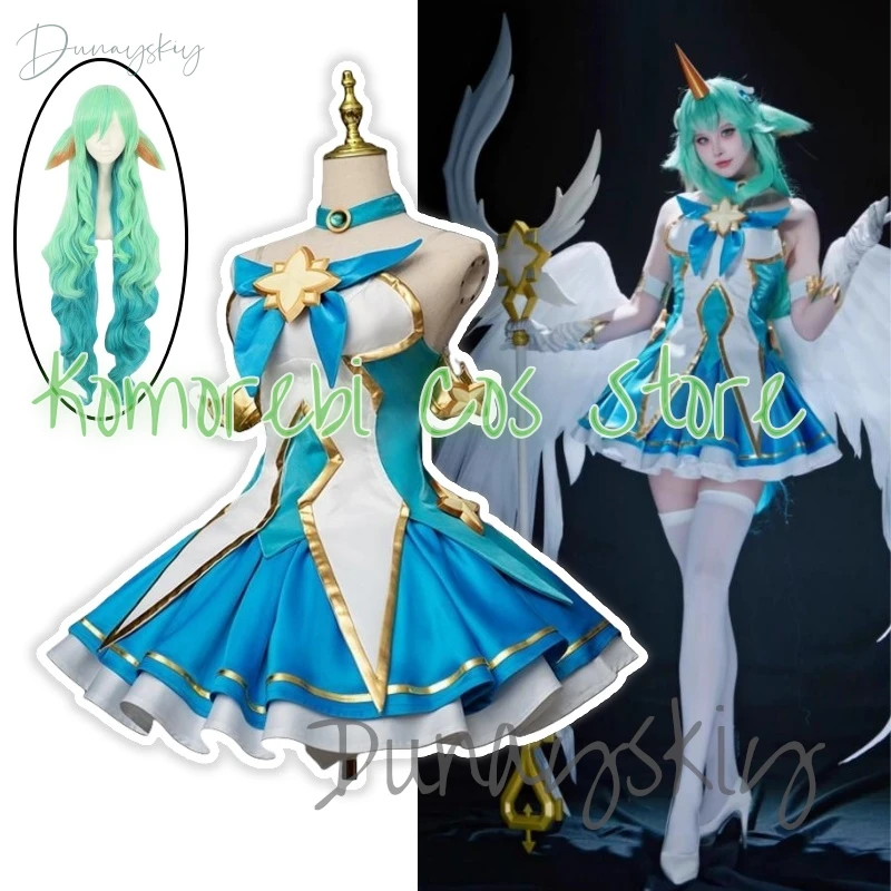 

Game LOL Star Guardian Startchild Soraka Cosplay Costume Wig Blue Dress Women Carnival Halloween Suits Outfits High Quality