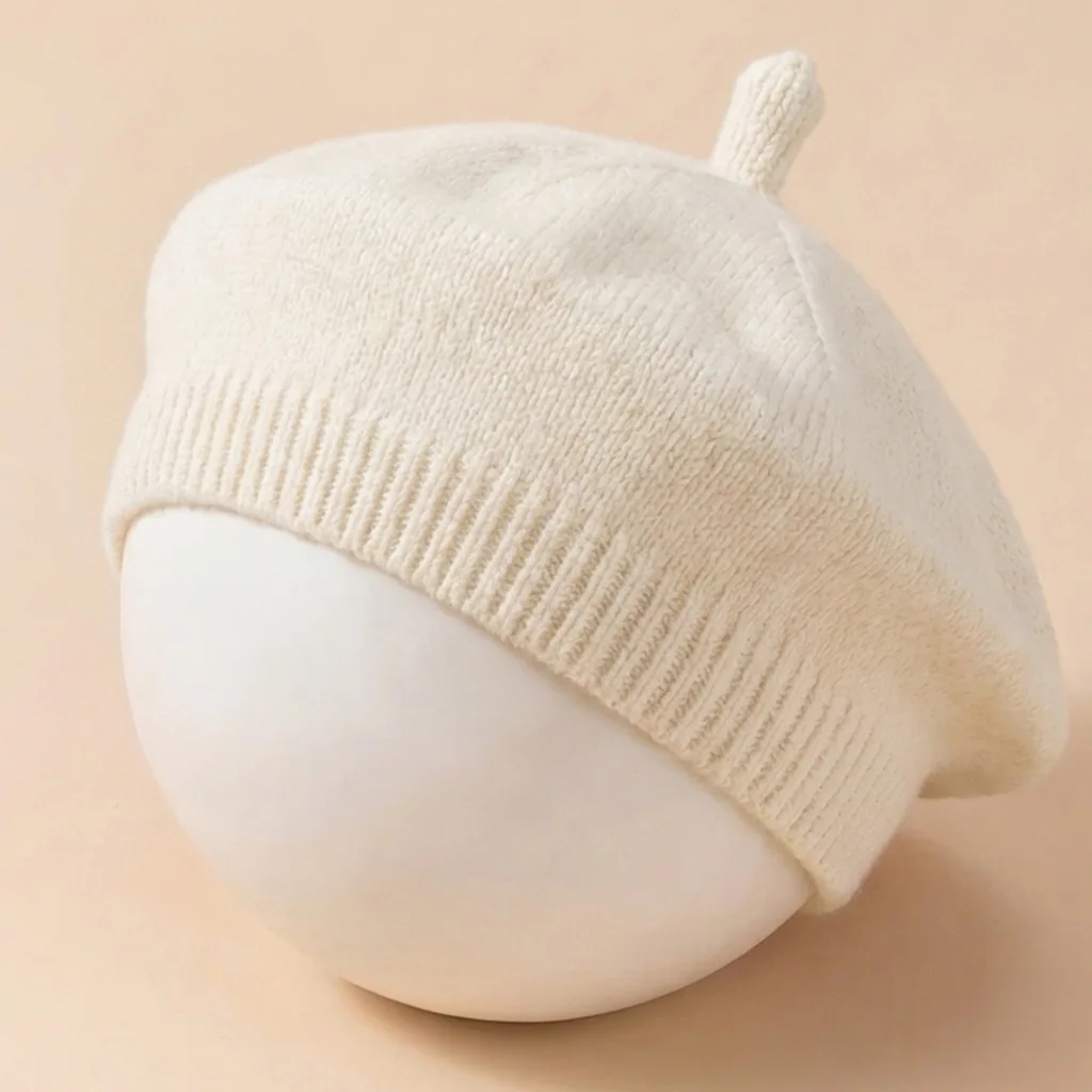 Neugeborenen Baby Gestrickte Kappen 2026 Frühling Mädchen Baskenmütze Kürbis Hut Weichen Stoff Kind Mode Kopfbedeckungen Winter kinder Zubehör – Detail 11
