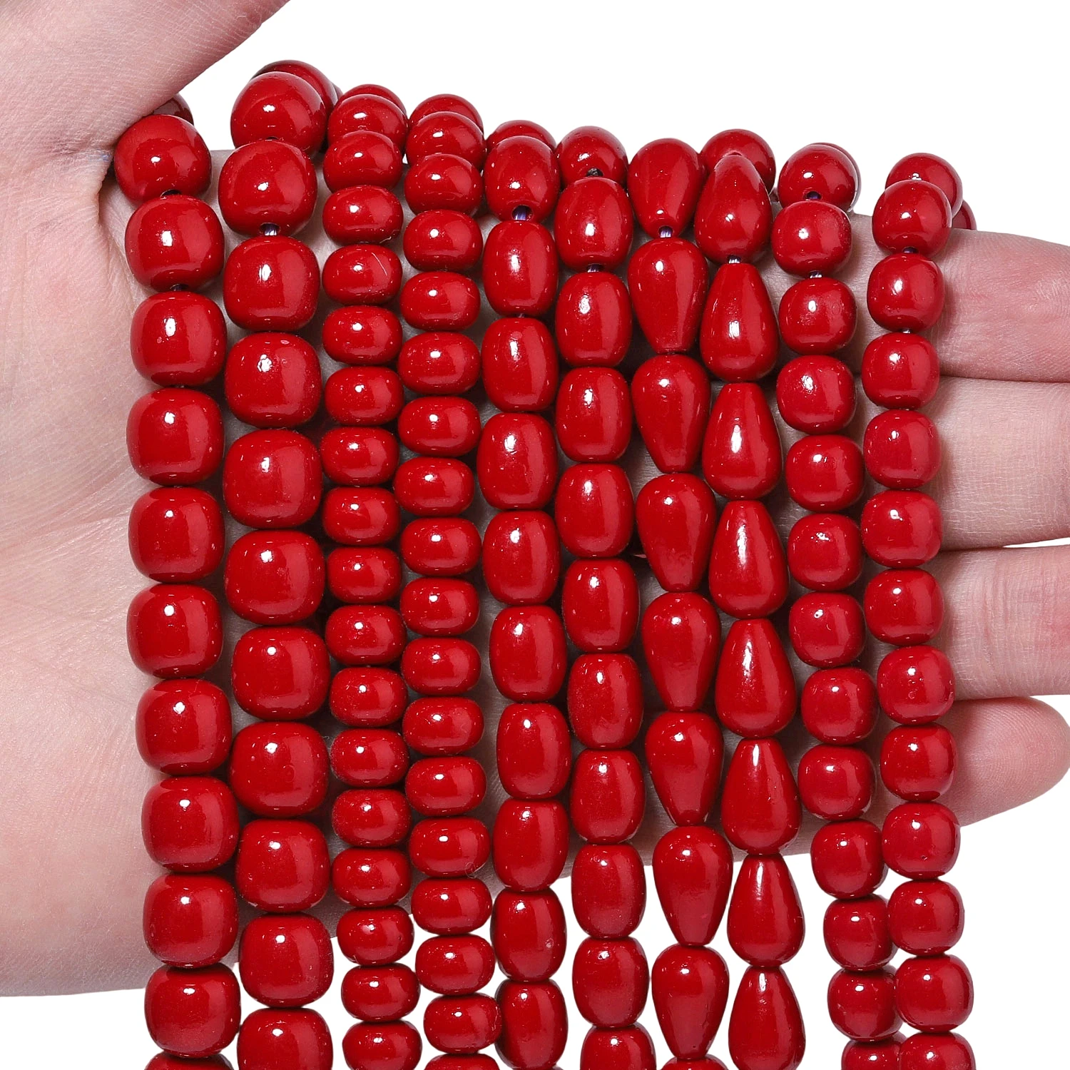 Natural Red Shell Powder Beads Charms Waterdrop Drum Abacus Shape Beads Loose Beads for Jewelry Making Diy Beading Accessories