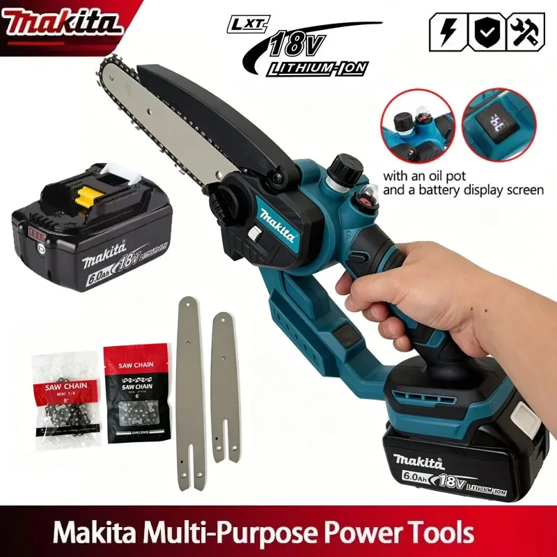 mini-tronconneuse-electrique-makita-6-8-pouces-tronconneuse-portable-pour-l'elagage-coupe-bois-de-jardin-outil-electrique-avec-led-compatible-avec-les-batteries-18v-21v
