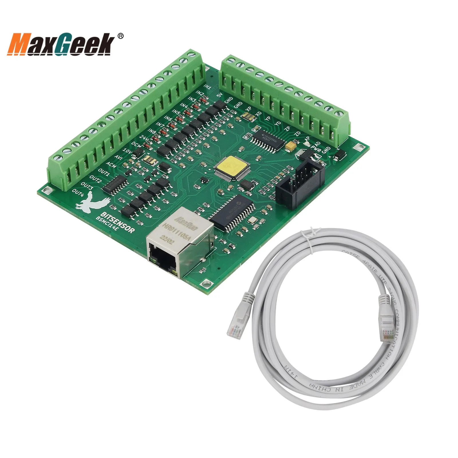 

Maxgeek 4-Axis Ethernet Motion Card Mach3 Breakout Board CNC Controller Board for Industrial CNC Milling Machine Engraver