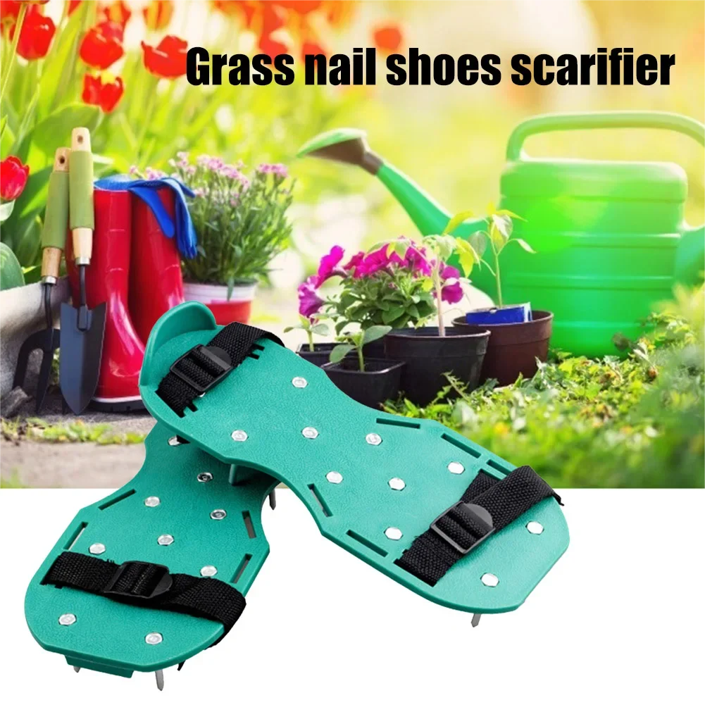 Garden Lawn Aerator Shoes Garden Yard Grass Cultivator Nail Shoes With Adjustable Strap Lawn Aerator Spikes Shoes Garden Tools