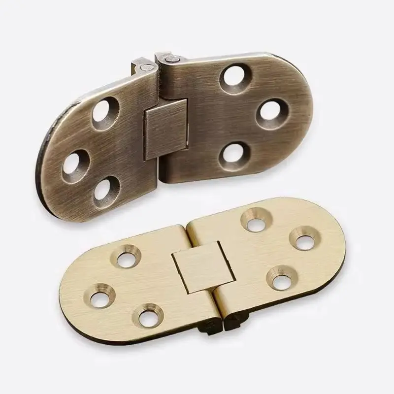 Classic Retro 10PCS Antique Pure Brass Butler Tray Hinges Round Edge Folding Flaps Hinges with Screws