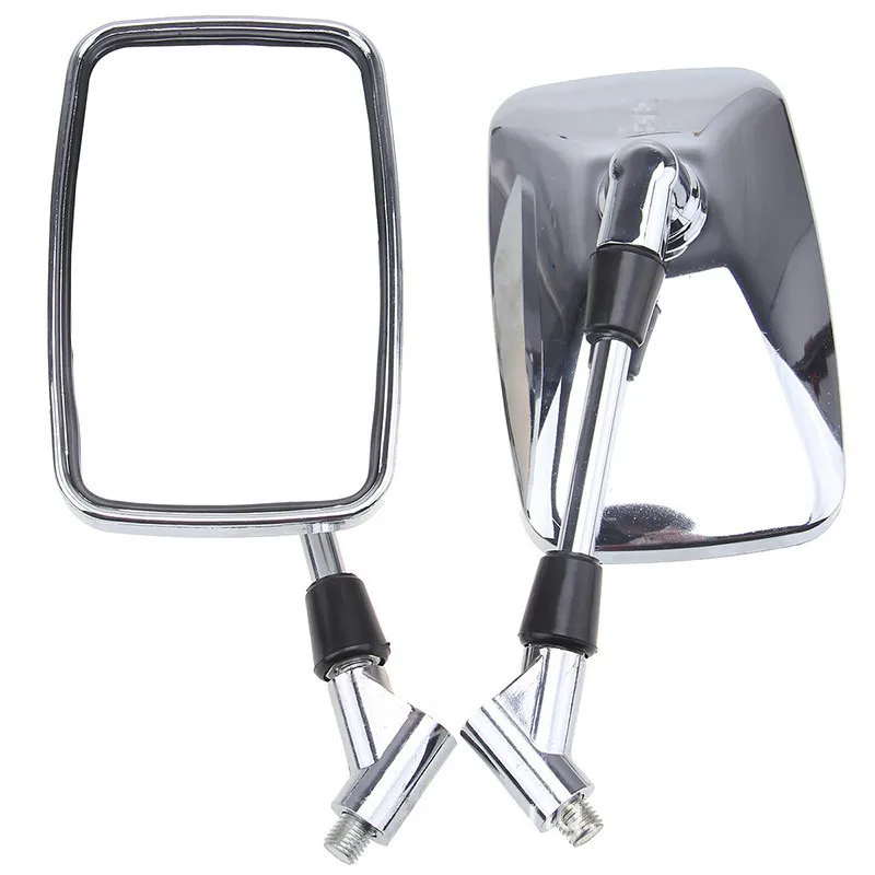 Chrome Mirror Motorcycle Accessories 10mm Universal Rectangle Electric Scooter Cafe Racer Motor Cruisers Choppers Side Rearview