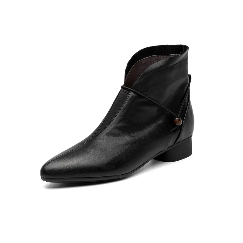 

2025 New Fashion Women's Boots 100% Genuine Leather Thick-soled Pointed Shoes Party Boots