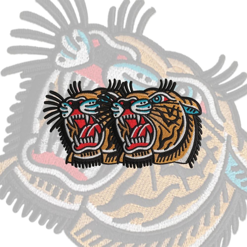 Bengal Tiger Embroidery Patches for Clothing Iron on Chinese Mascot Classic Design Ethnic Style Animal Art Badges Embroidered